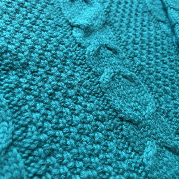 LL Bean VTG Cable Knit Fisherman Sweater Green Size XL Heavyweight Pockets Wool - Picture 3 of 5